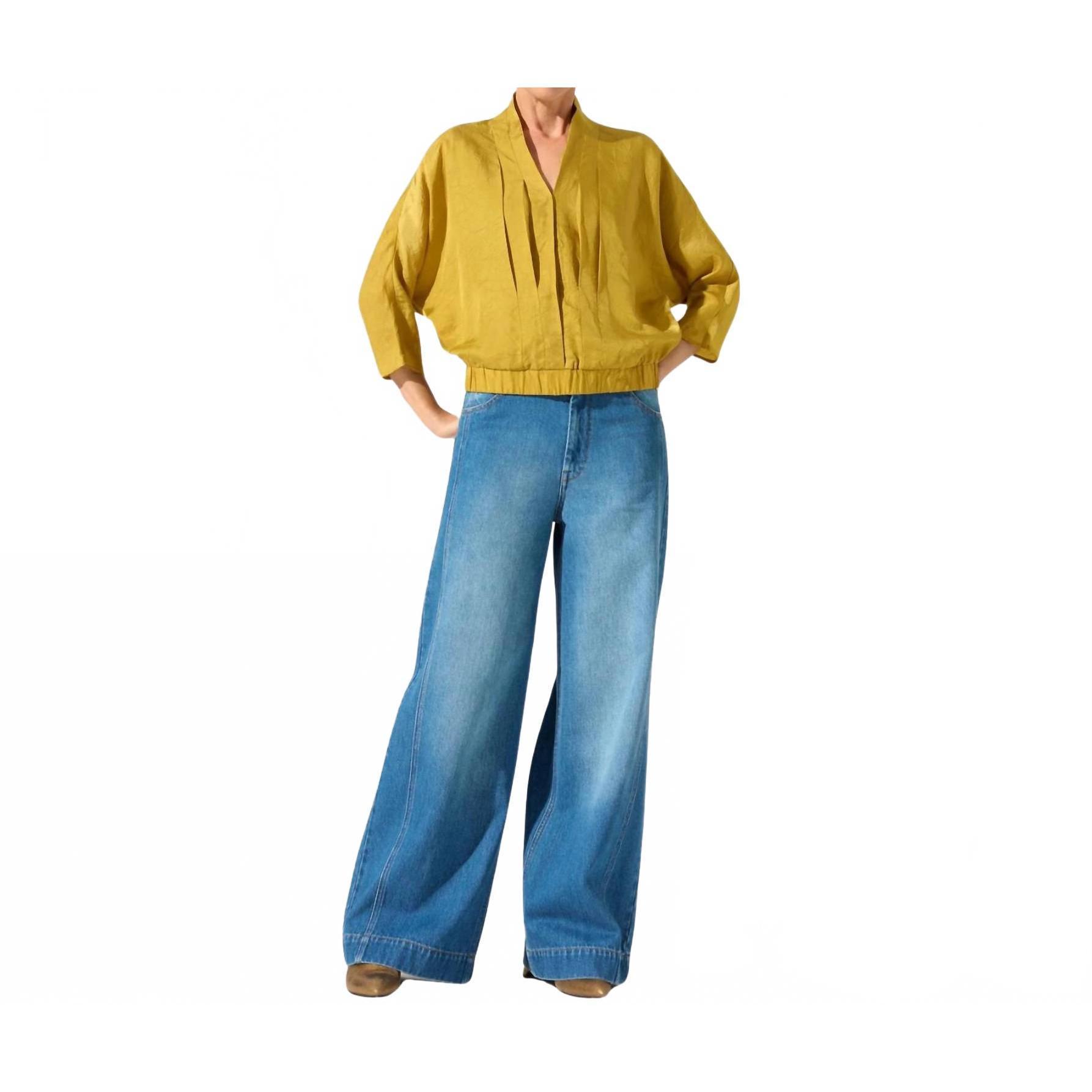New Cotelac Solid V-Neck Top In Yellow